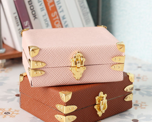 ドールハウス ミニチュア 収納用 アンティーク風トランク（大）1点 全2