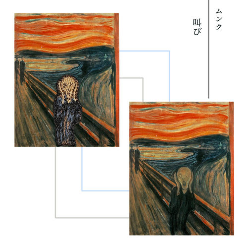 叫び ムンク 絵画 名画 アート 刺繍ワッペン シールワッペン