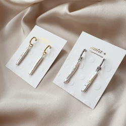 シルバーあり◆スティックパールのフープピアス,フープイヤリング/夏　海　リゾート　淡水パール　バロックパール　金アレ対応 10枚目の画像
