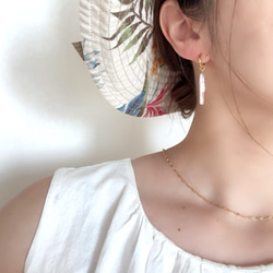 シルバーあり◆スティックパールのフープピアス,フープイヤリング/夏　海　リゾート　淡水パール　バロックパール　金アレ対応 2枚目の画像