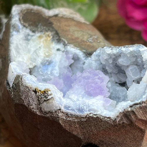 インド マハラシュトラ産 フラワーアメジスト カルサイト 紫水晶