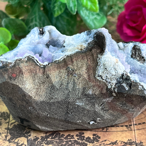 インド マハラシュトラ産 フラワーアメジスト カルサイト 紫水晶