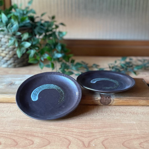【限定150枚・特別価格】鉄結晶リム付4.5寸丸皿 2枚目の画像