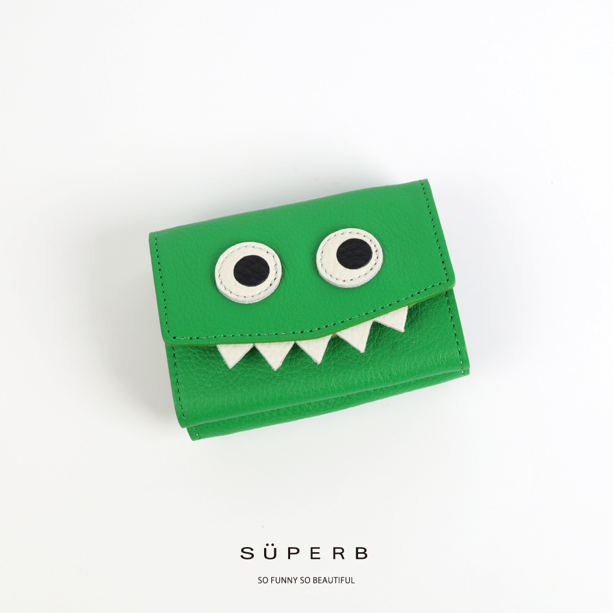 【Eグリーン/モンスター】思わず誰かに見せたくなる/ミニマムで大人カワイイコンパクト三つ折り財布/ミニウォレット