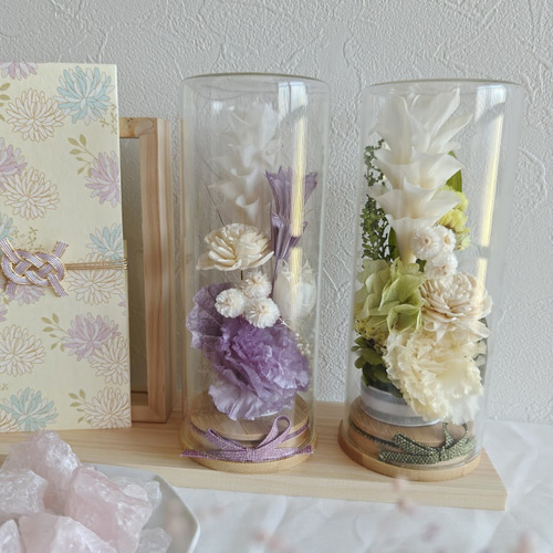 トルコキキョウとクルクマのプリザーブドアレンジメント お供え花 お盆