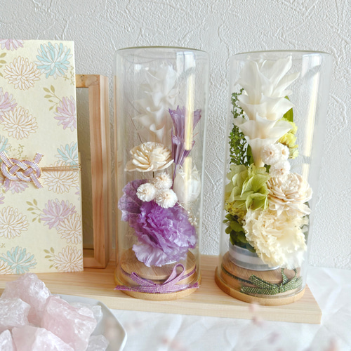 仏花　御供え花　造花　クレマチス、百合、トルコキキョウアレンジ 楽天市場】仏花 造花 上品なカサブランカと藤色トルコキキョウの