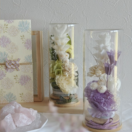 トルコキキョウとクルクマのプリザーブドアレンジメント お供え花 お盆