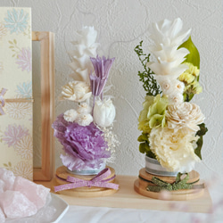 トルコキキョウとクルクマのプリザーブドアレンジメント お供え花 お盆