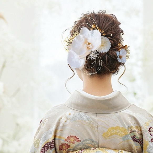 上品胡蝶蘭の髪飾り③ 結婚式 成人式 花嫁 和装 振袖 卒業式 白無垢 色