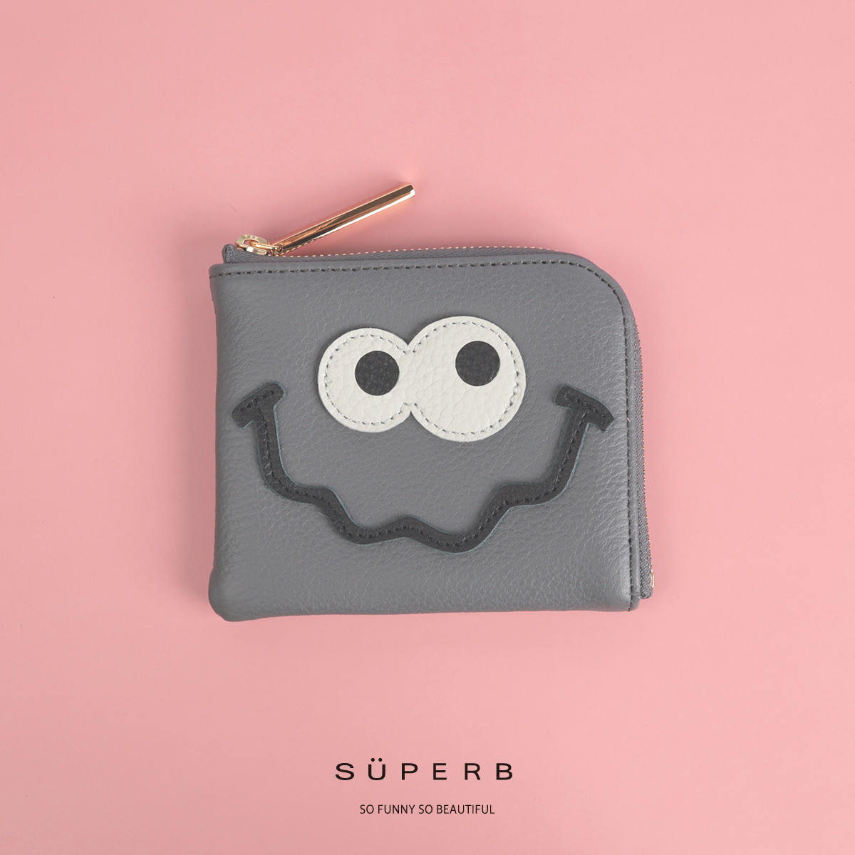 【チャコール/キョロメmini】高級感のある薄くて軽い/思わず誰かに見せたくなるキョロメコンパクトミニL字財布 5,460円