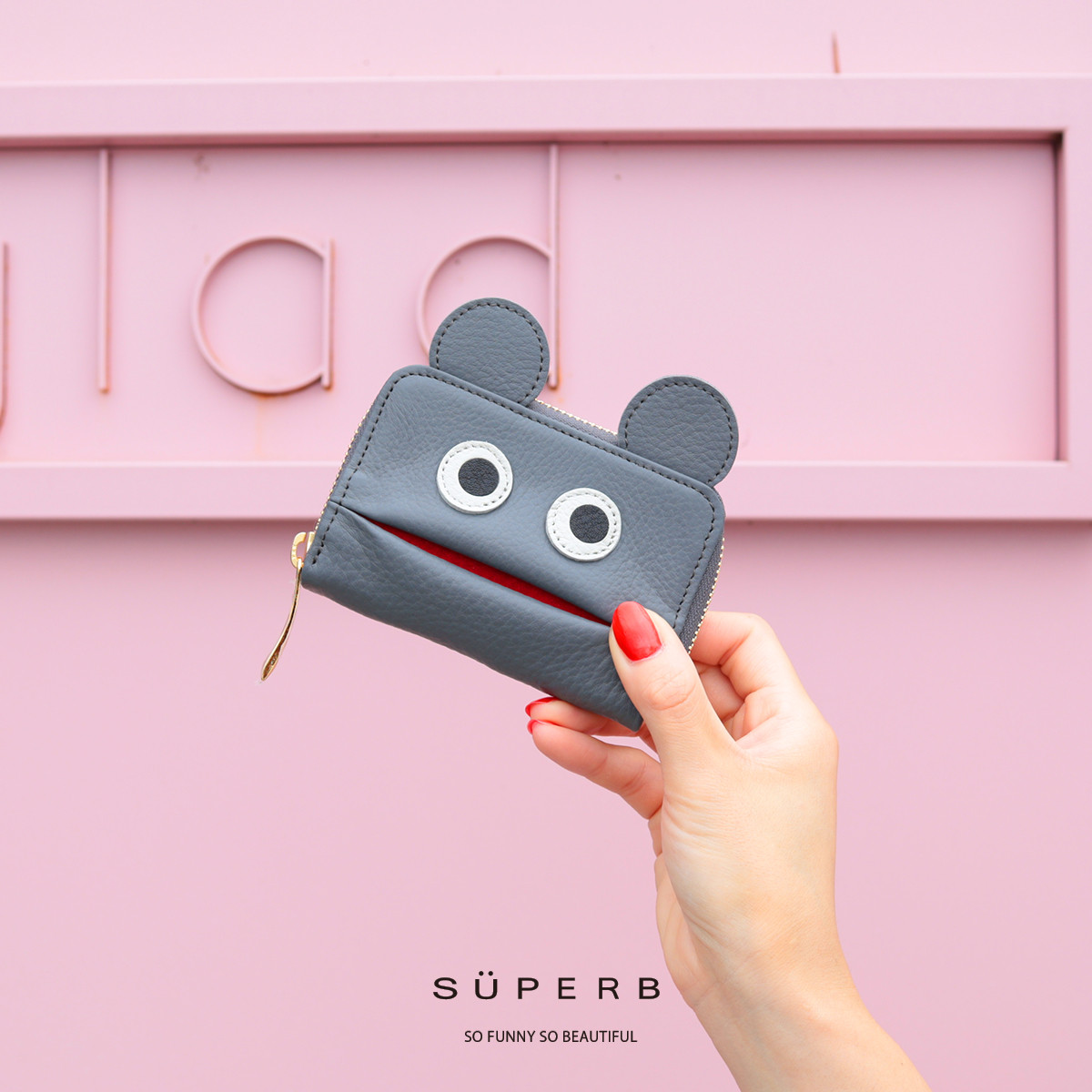 【チャコール/おみみマルチ】使いにくそうなのに愛用したくなるモンスターマルチケース/ミニ財布/カードケース