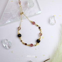 Molla 微醺草莓紅|石榴石草莓晶銅髮晶手鍊（手工訂製-可調式手鍊） 第4張的照片