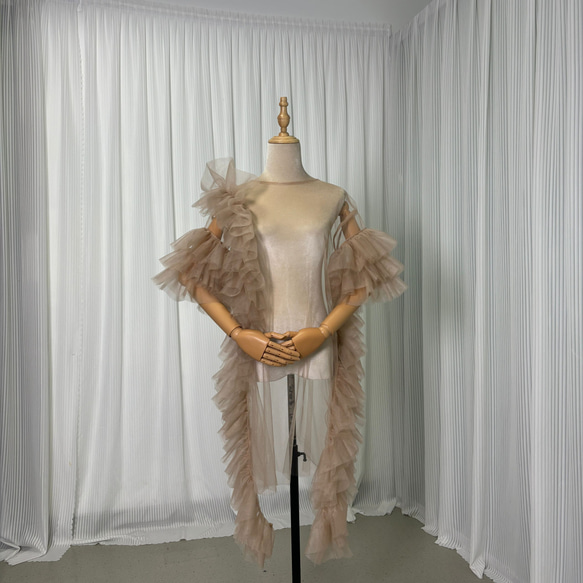 送料無料！トップス カーキ色 デザイン感 色直し ソフトチュール 绮丽  