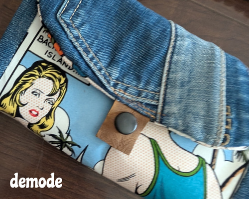 デニムリメイク onehandle wallet アメコミ 財布 長財布 demodepoco