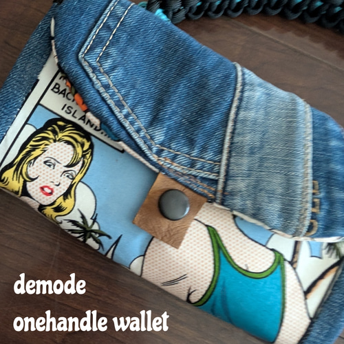デニムリメイク onehandle wallet アメコミ 財布 長財布 demodepoco