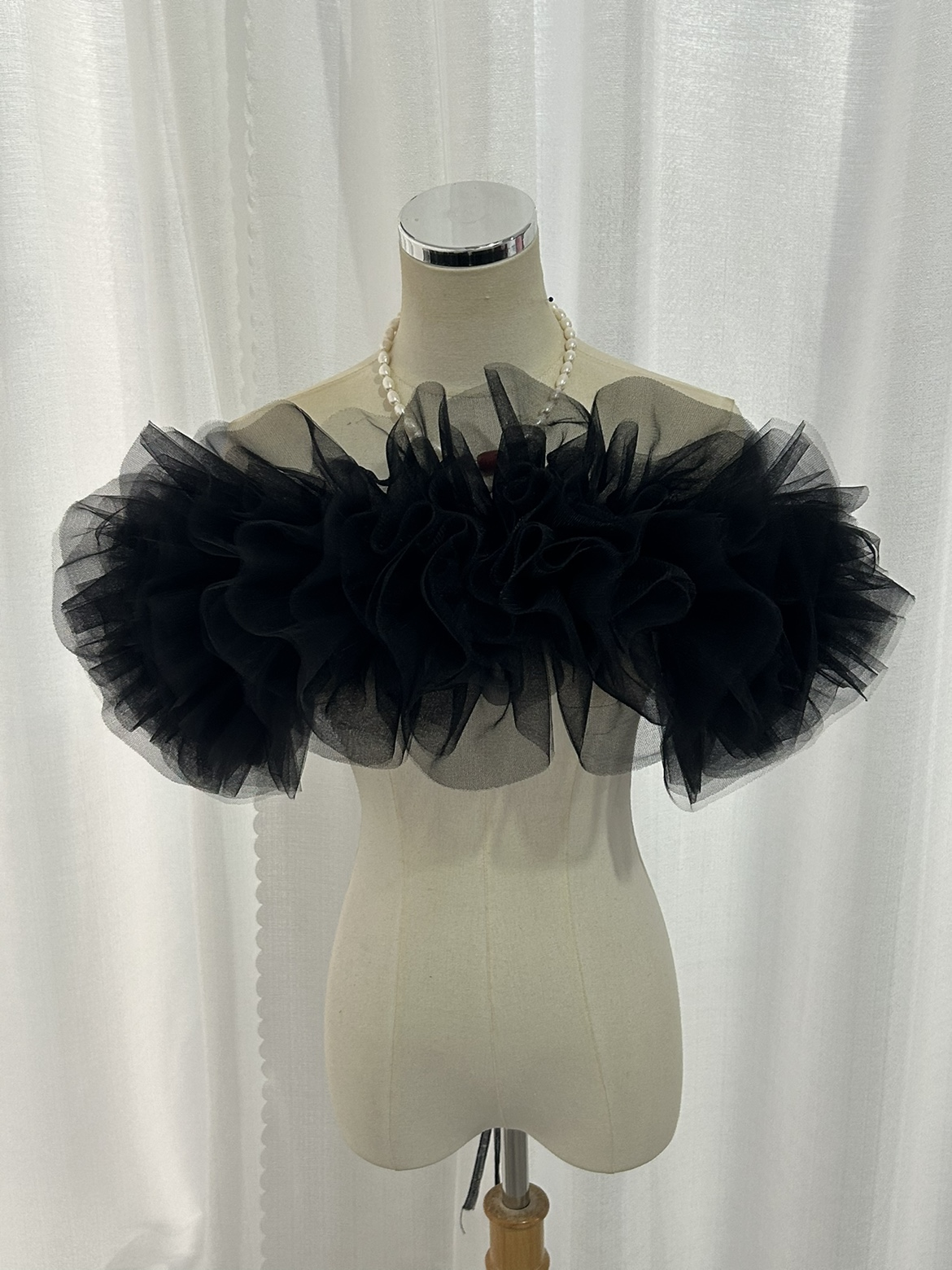 オフショルダー 取り外し ブラック ストレッチ ソフトチュール 可愛い 花嫁