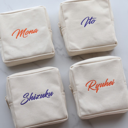 【筆記体-Basic】名入れ スクエアポーチ┃原色カラー 推しカラー 名前入り刺繍 20枚目の画像