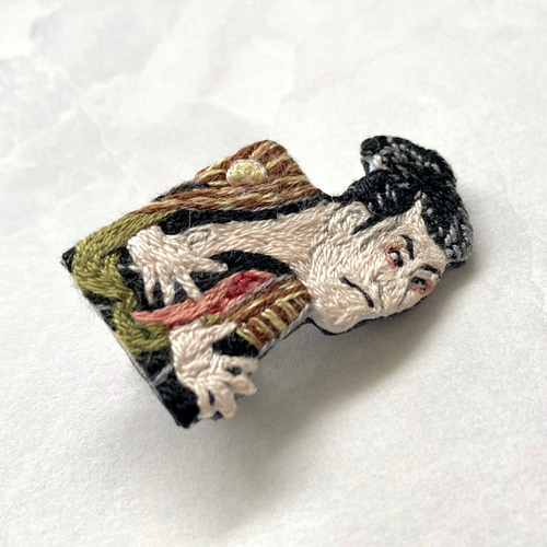 東洲斎写楽「三代目大谷鬼次の江戸兵衛」の手刺繍ブローチ ブローチ