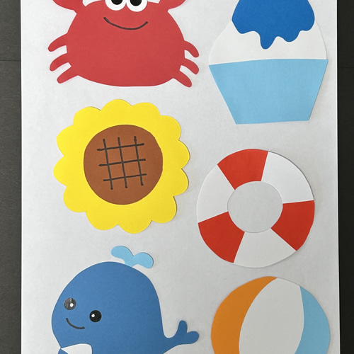 即買いOK】夏壁面飾り ガーランド 吊るし飾り 7月8月 型紙 ガングロ