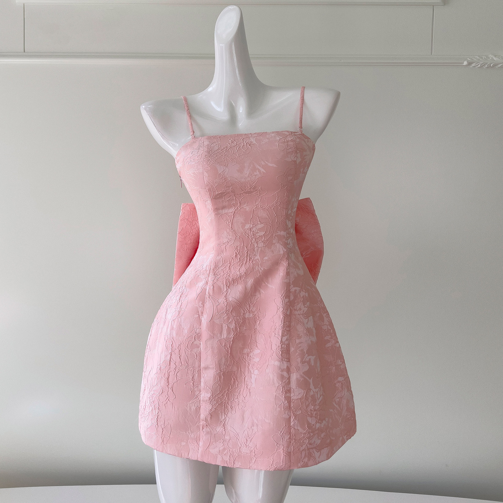 ドレス パーティー ウェディング ワンピース ショート プリンセス ピンク リボン 上品 優雅 韓国風 結婚式 お呼ばれ