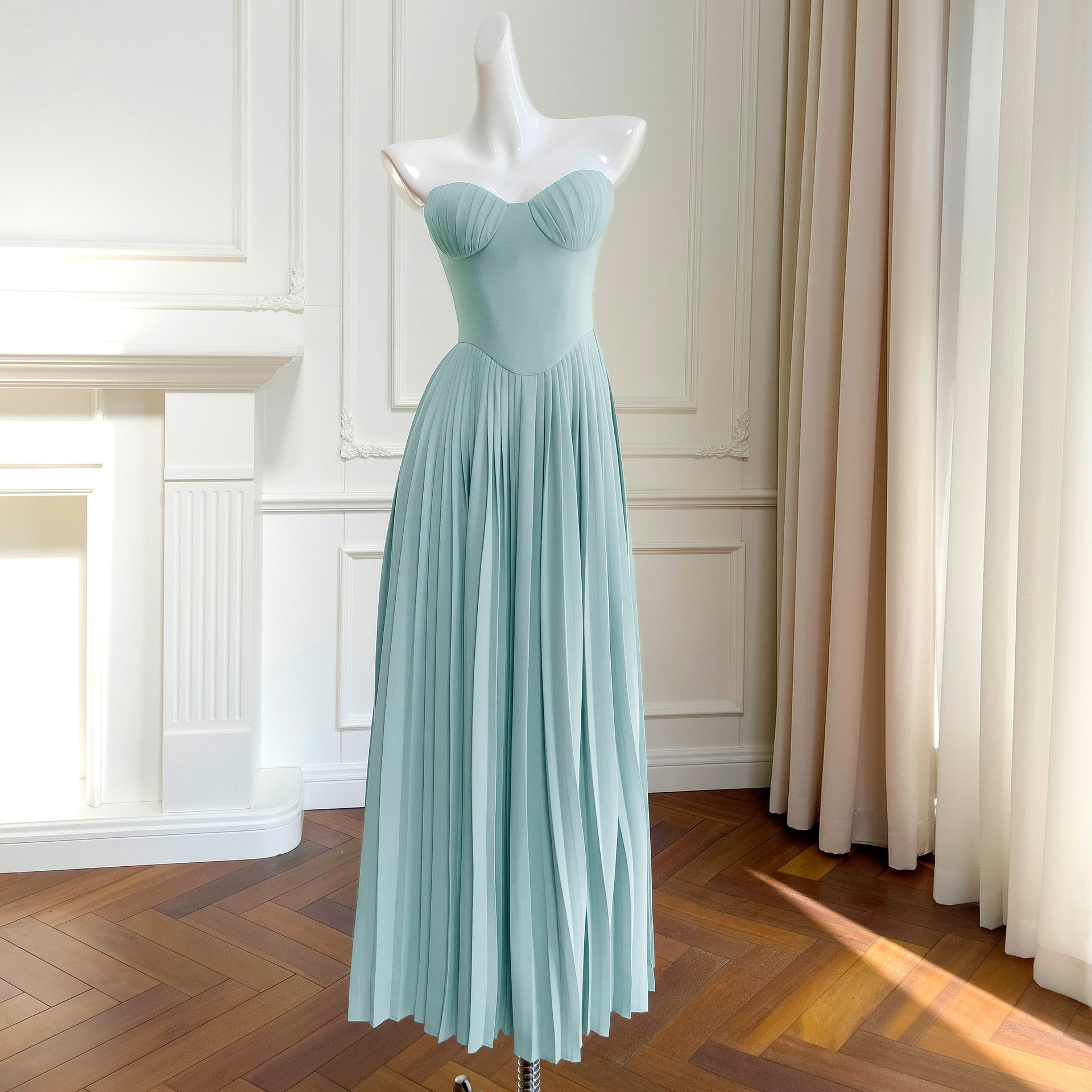 ドレス パーティー ウェディング ワンピース ロング プリンセス 緑 上品 優雅 韓国風 結婚式 お呼ばれ 二次会