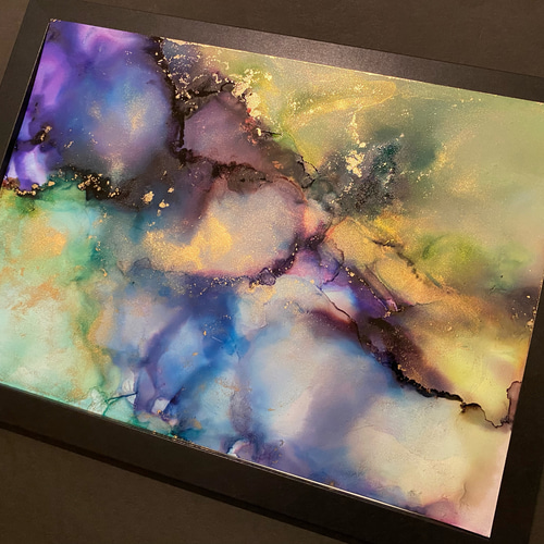 No.86k アルコールインクアート 原画 A4サイズ 抽象 絵画 森の星屑