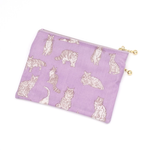 リバティ ラミネートのダブルファスナーポーチ ミャオウ ミニ財布
