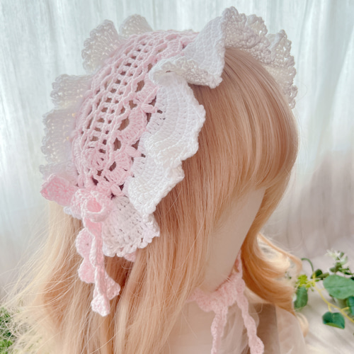 new♡moricori》春うらら×ましろの大きなフリルヘッドドレス《顎