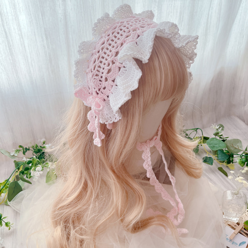 new♡moricori》春うらら×ましろの大きなフリルヘッドドレス《顎