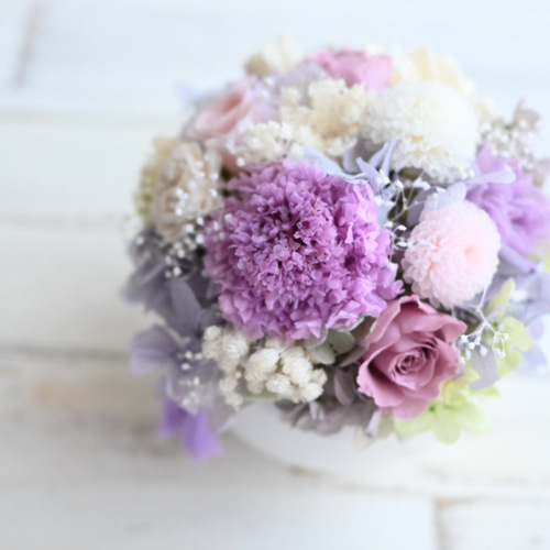 プリザーブドフラワー仏花　藤 やさしいお供え花＊藤色の仏花＊プリザーブドフラワー プリザーブド