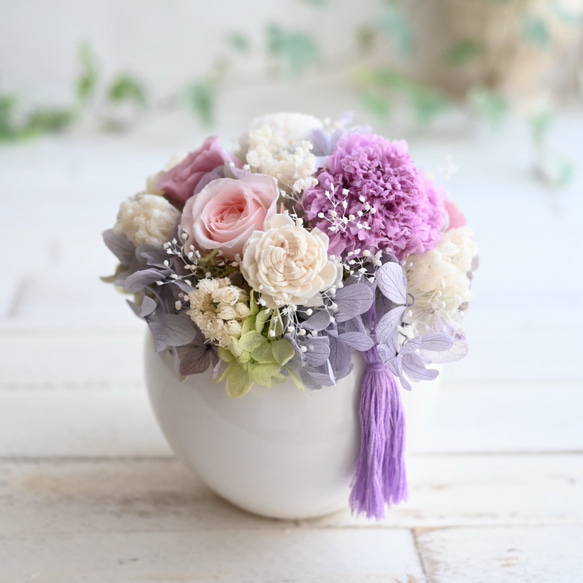 和洋お供え花＊藤色の仏花＊プリザーブドフラワー プリザーブド