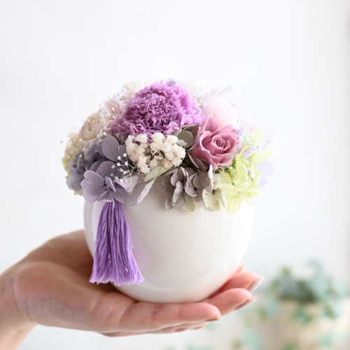 和洋お供え花＊藤色の仏花＊プリザーブドフラワー プリザーブド