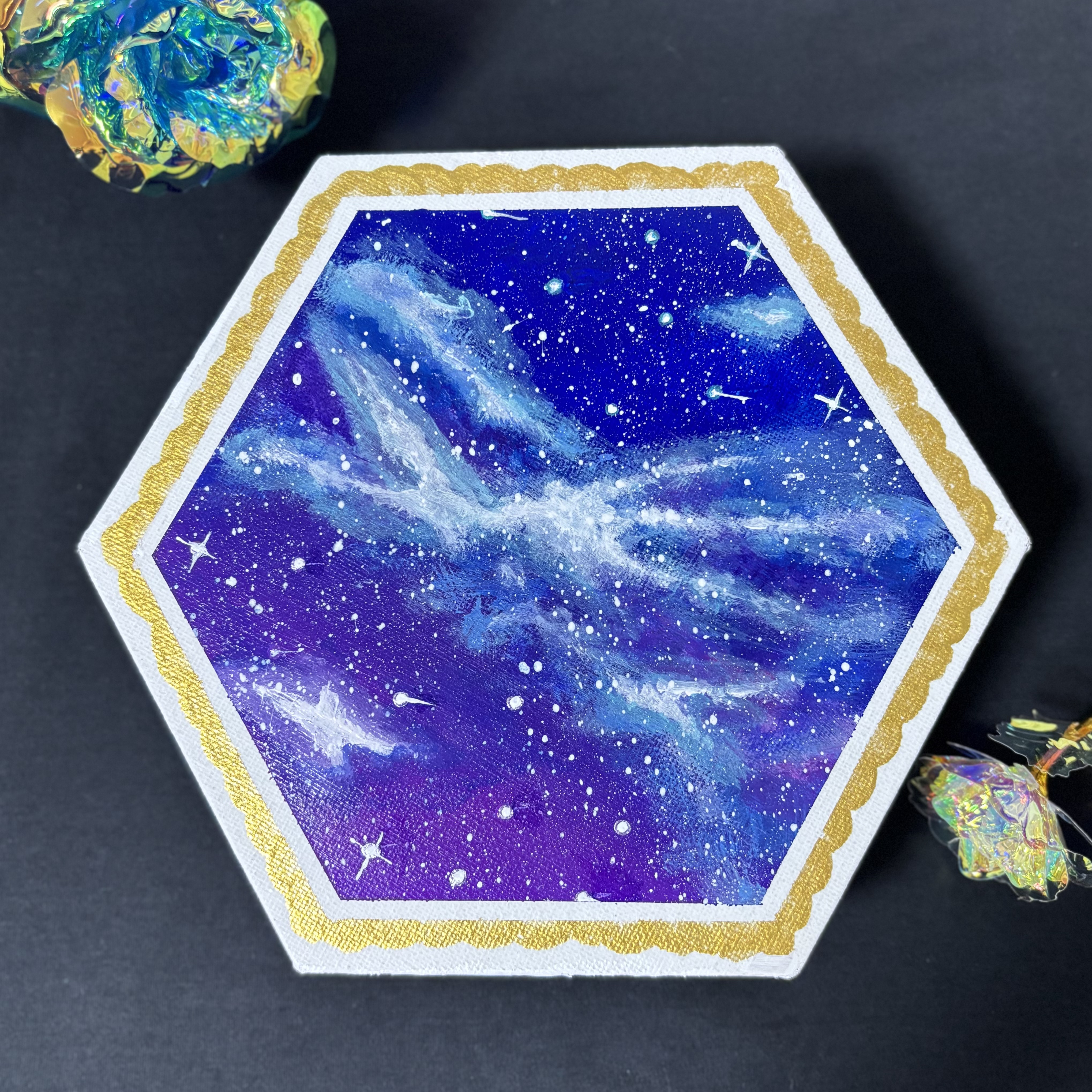 キャンバス　アクリル絵の具 1 星降る夜に