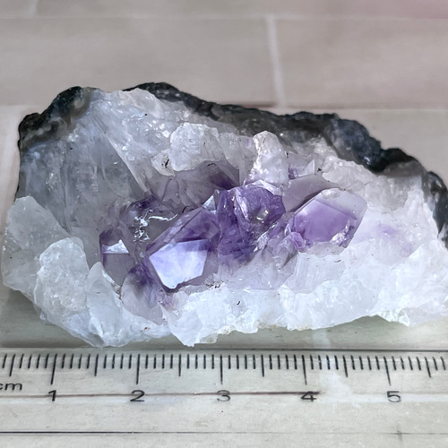 カルサイト共生 アメジスト 紫水晶 クラスター 原石 ラフストーン