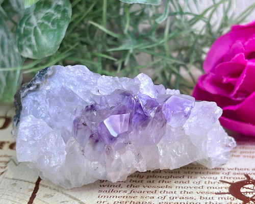 【愛の守護石、癒しと安らぎ】ビッグサイズ！カルサイト共生アメジスト原石クラスター 愛の守護石、癒しと安らぎ】 ビッグサイズ！カルサイト共生アメジスト