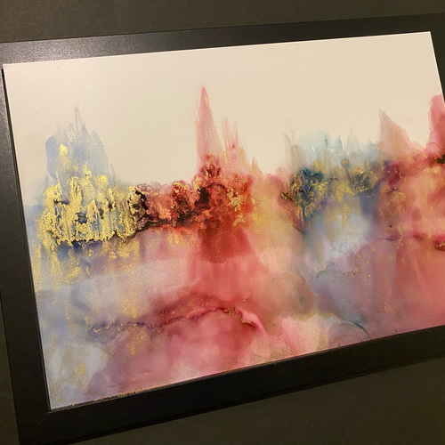 No.87 アルコールインクアート 原画 A4サイズ 蜃気楼 絵 絵画 森