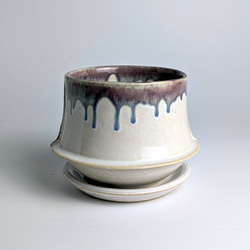 スコッチ様　① 陶器花台 植木鉢 陶器 信楽焼【ミニスワンUFO シロパープル】観葉植物