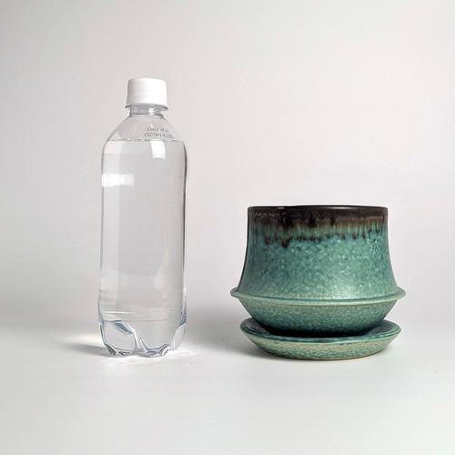 陶芸 細長い瓶型 陶器 植木鉢 陶器 信楽焼【ミニスワンUFO しろイラボ】観葉植物 塊根植物