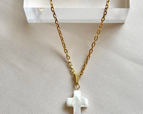 マザーオブパールクロスネックレス 白蝶貝 シェル クロス