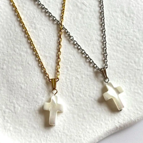 マザーオブパールクロスネックレス 白蝶貝 シェル クロスネックレス