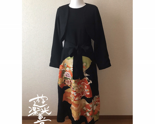 色留袖リメイクボレロ付き 　ワンピース 留袖リメイク ボレロ付きワンピース - メルカリ