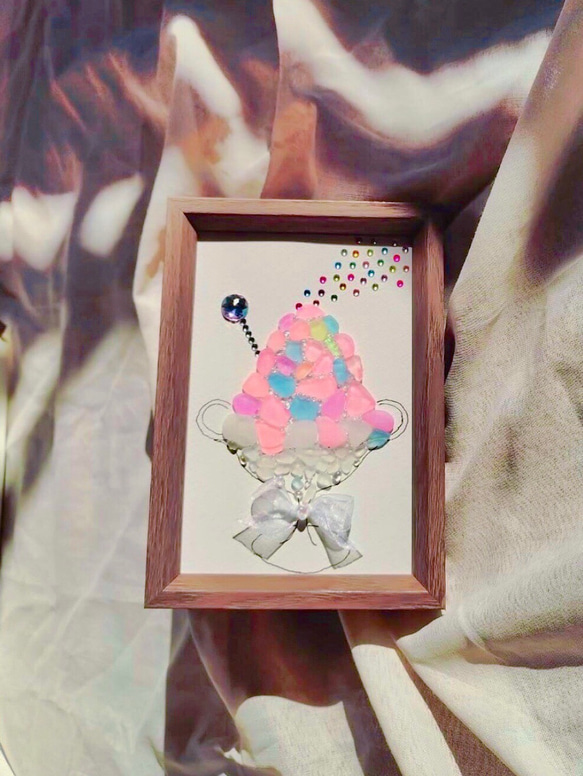シーグラスアート「虹色のかき氷」 立体・オブジェ pinksavon