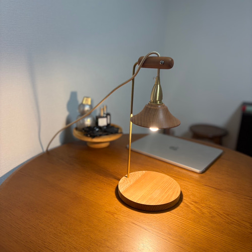 テーブルランプ/スタンドライト/スイッチ付きコンセント/木製 #0223