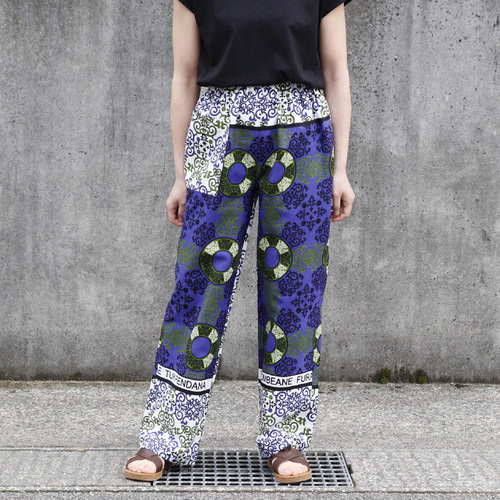 カンガのイージーパンツ（ ストレートシルエット ）アフリカ布パンツ