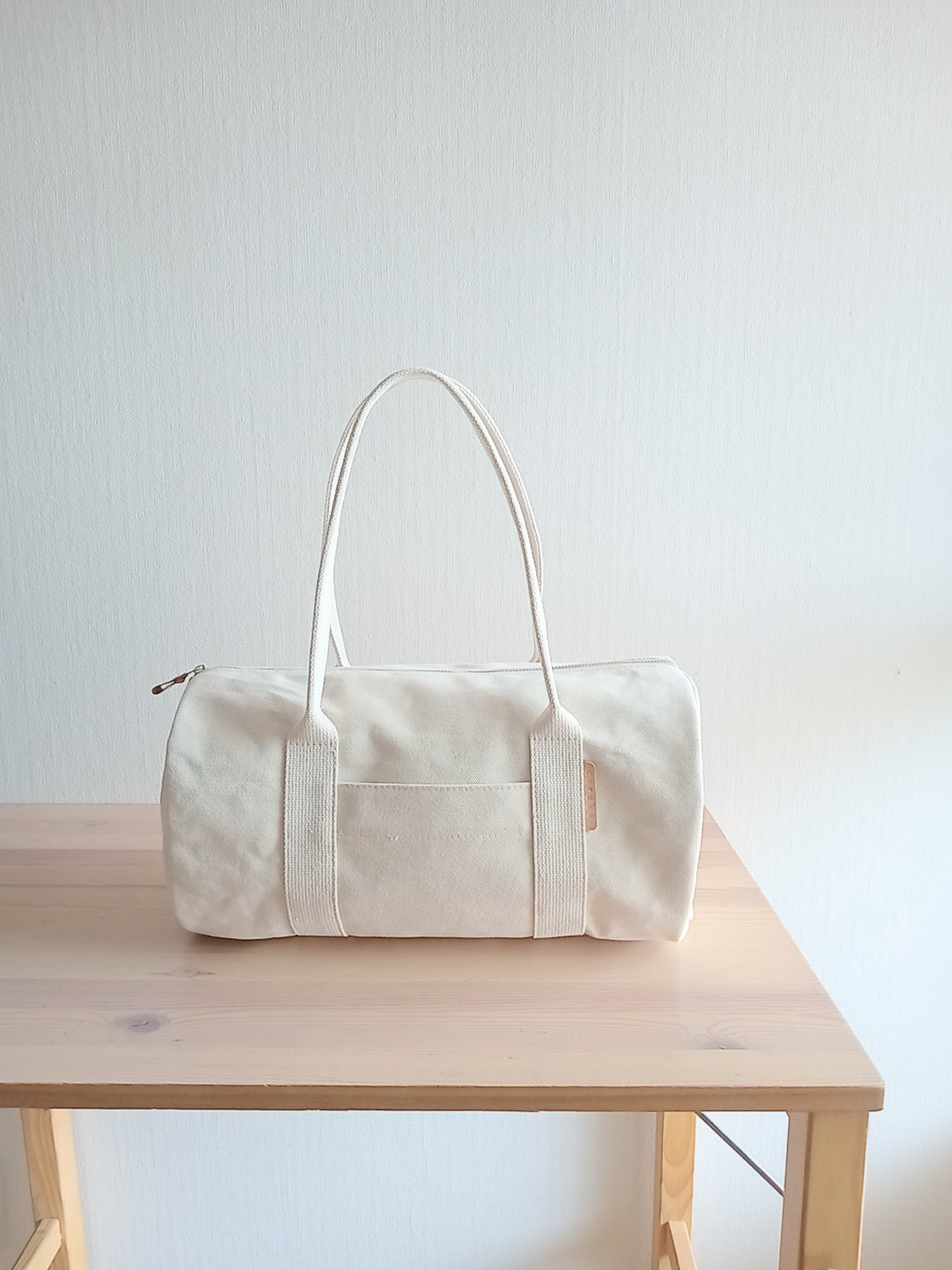 ☆しっかり帆布☆のボストンバッグ【きなりM】