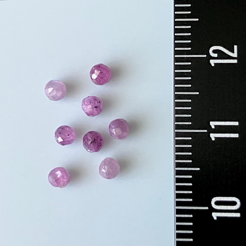 8粒 天然石ビーズ スタールビー（ピンクサファイア）3mm 天然石