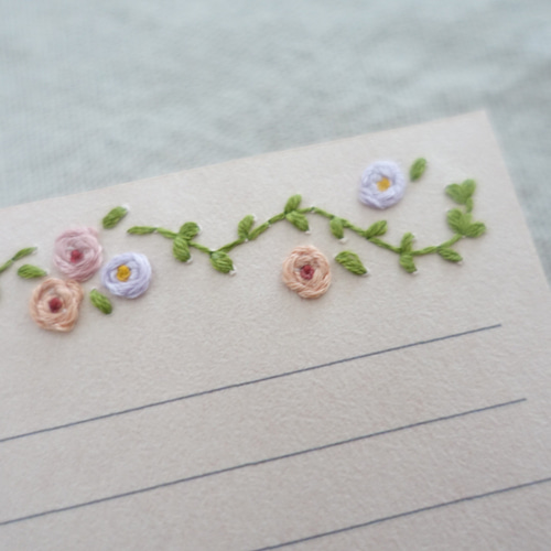 No.237 草花の紙刺繍/フレーム/レターセット/フリーカード メッセージ