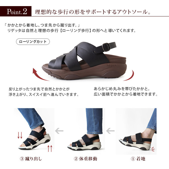 軽量厚底2wayサンダル 手染め生地 レディース 歩きやすい リゲッタ Re:getA RJ-015 9枚目の画像