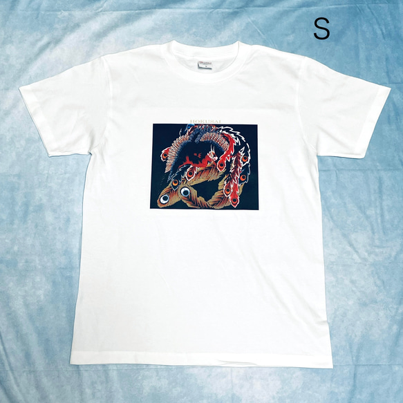 葛飾北斎 八方睨み鳳凰図 綿5.6オンスTシャツ白 SMLサイズ有り Tシャツ