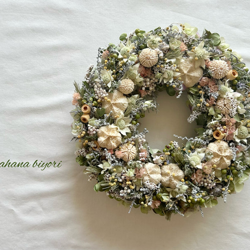 オレガノと白い実の爽やかリース* リース ハナハナビヨリ 通販